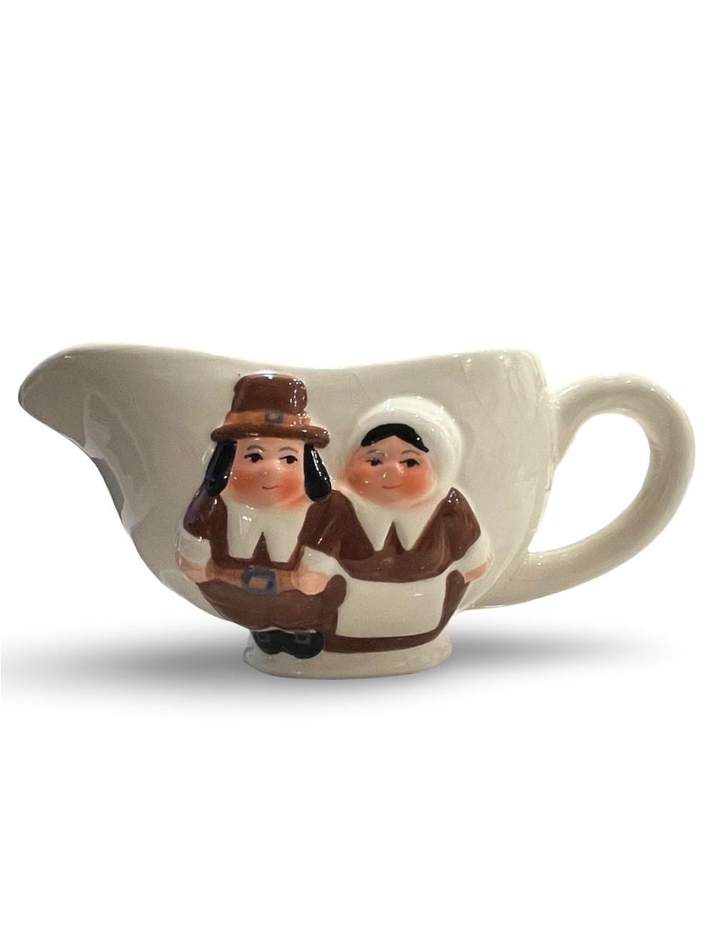 The Pilgrim Pair" Thanksgiving Gravy Boat Display Piece